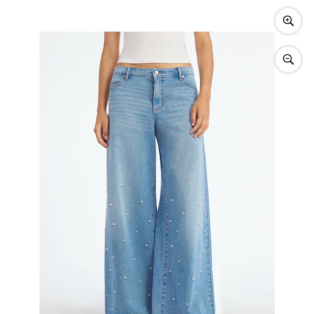 Scoop NYC Light Blue Pearl Embellished Flare Jeans